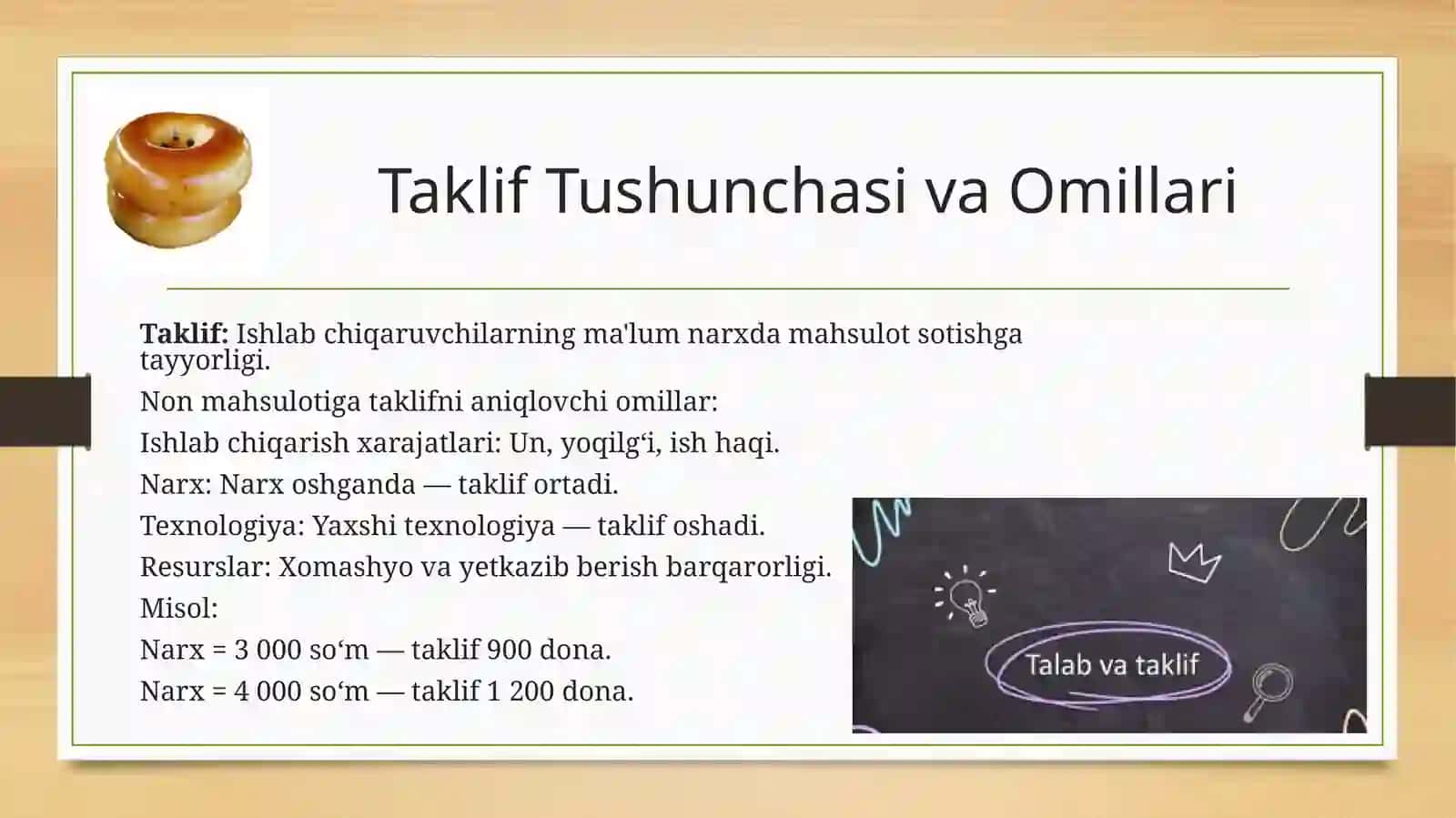 Mahalliy Bozorda Talab va Taklif Tahlili Misol: Non Mahsuloti 4