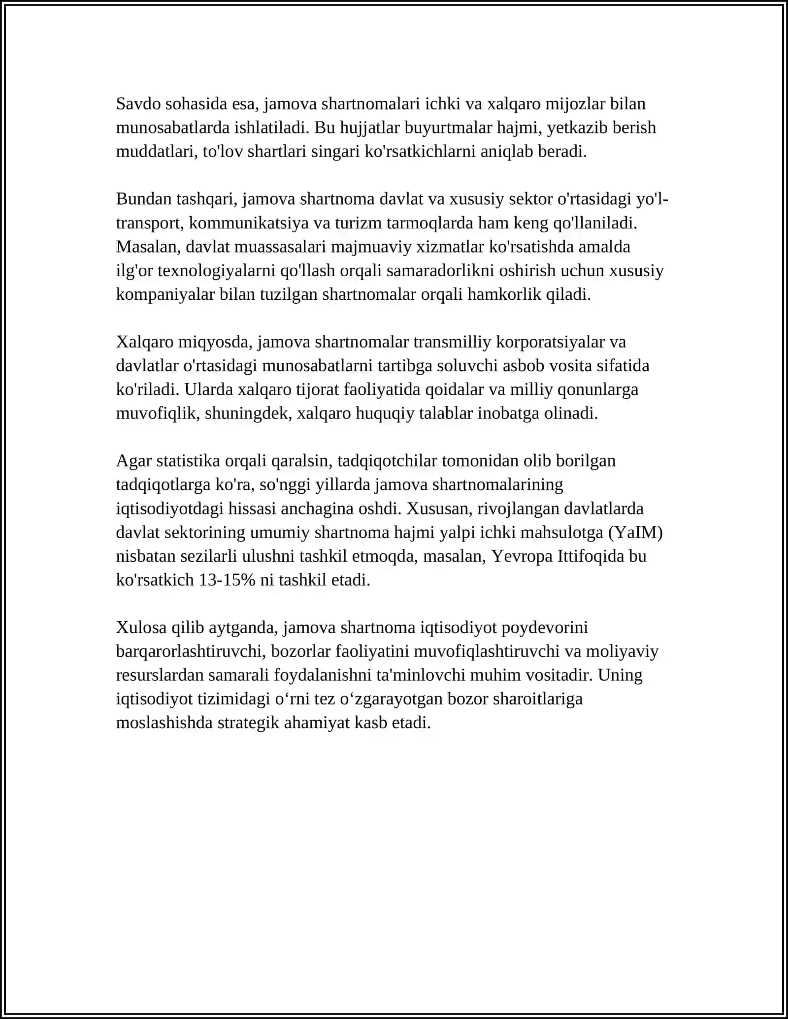 MUSTAQIL ISH Mavzu: JAMOA SHARTNOMASI VA JAMOA KELISHUVI SHARTNOMASI 4