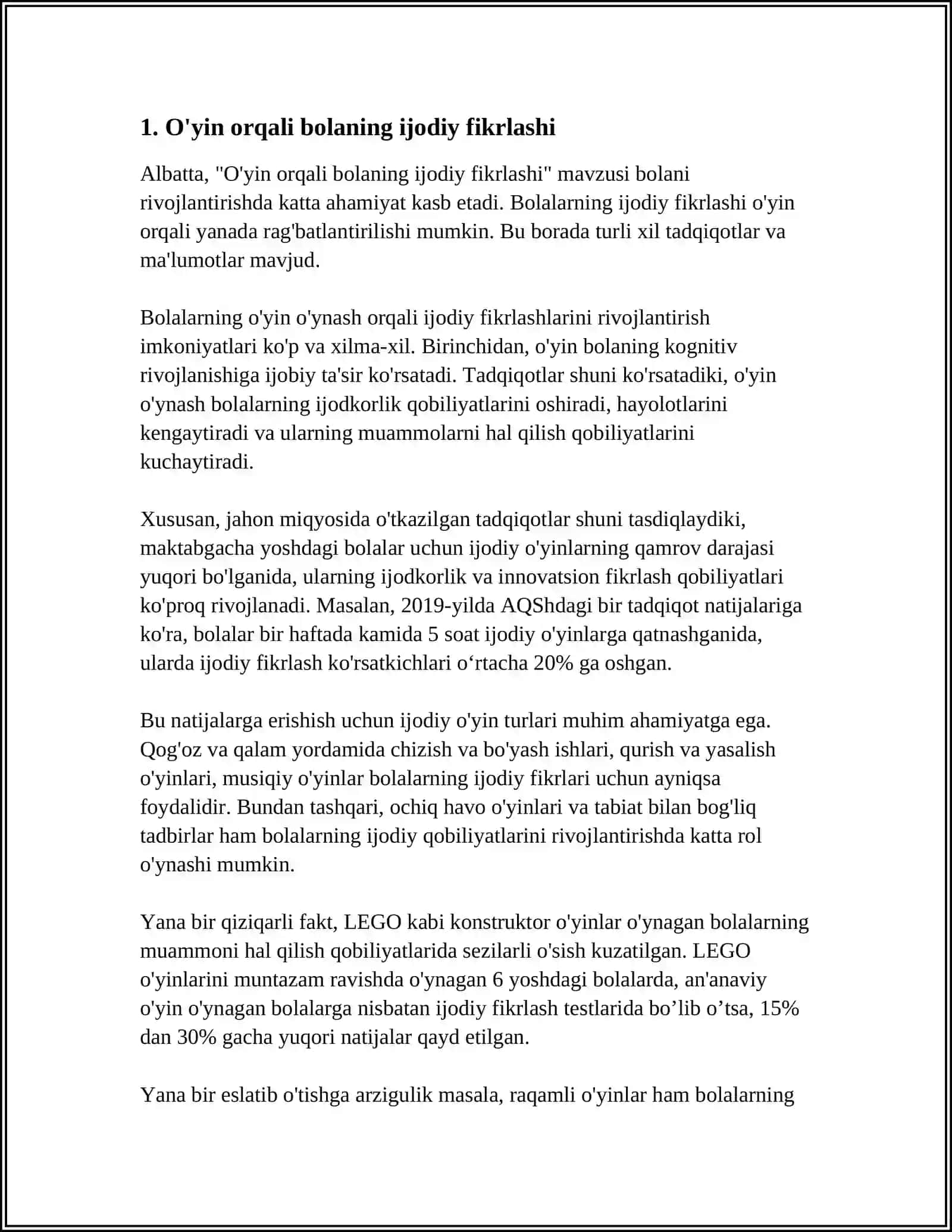 MAKTABGACHA YOSHDAGI BOLANING RIVOJLANISHIDA O'YINNING ROLLING VA TARBIYA JARAYONIDA UNING AHAMIYATI 4