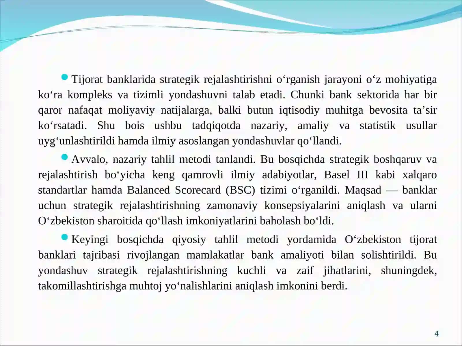 TIJORAT BANKLARIDA STRATEGIK REJALASHTIRISHNI TAKOMILLASHTIRISH 4