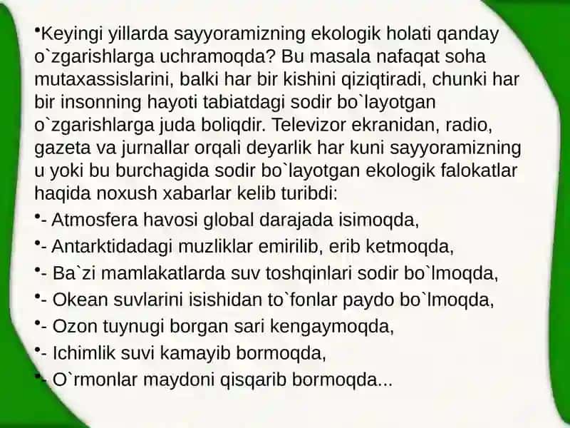Mintaqaviy ekologik muammolar va ularning kelib chiqish sabablari 4