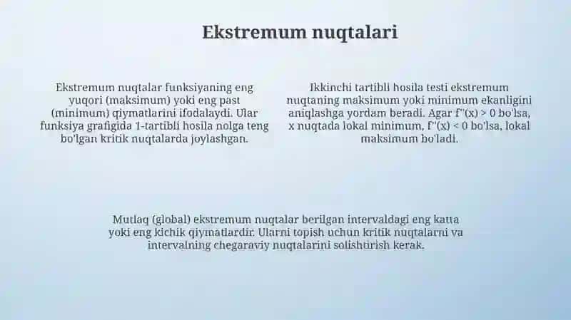 Funksiyalarni hosila yordamida tahlil qilish 4