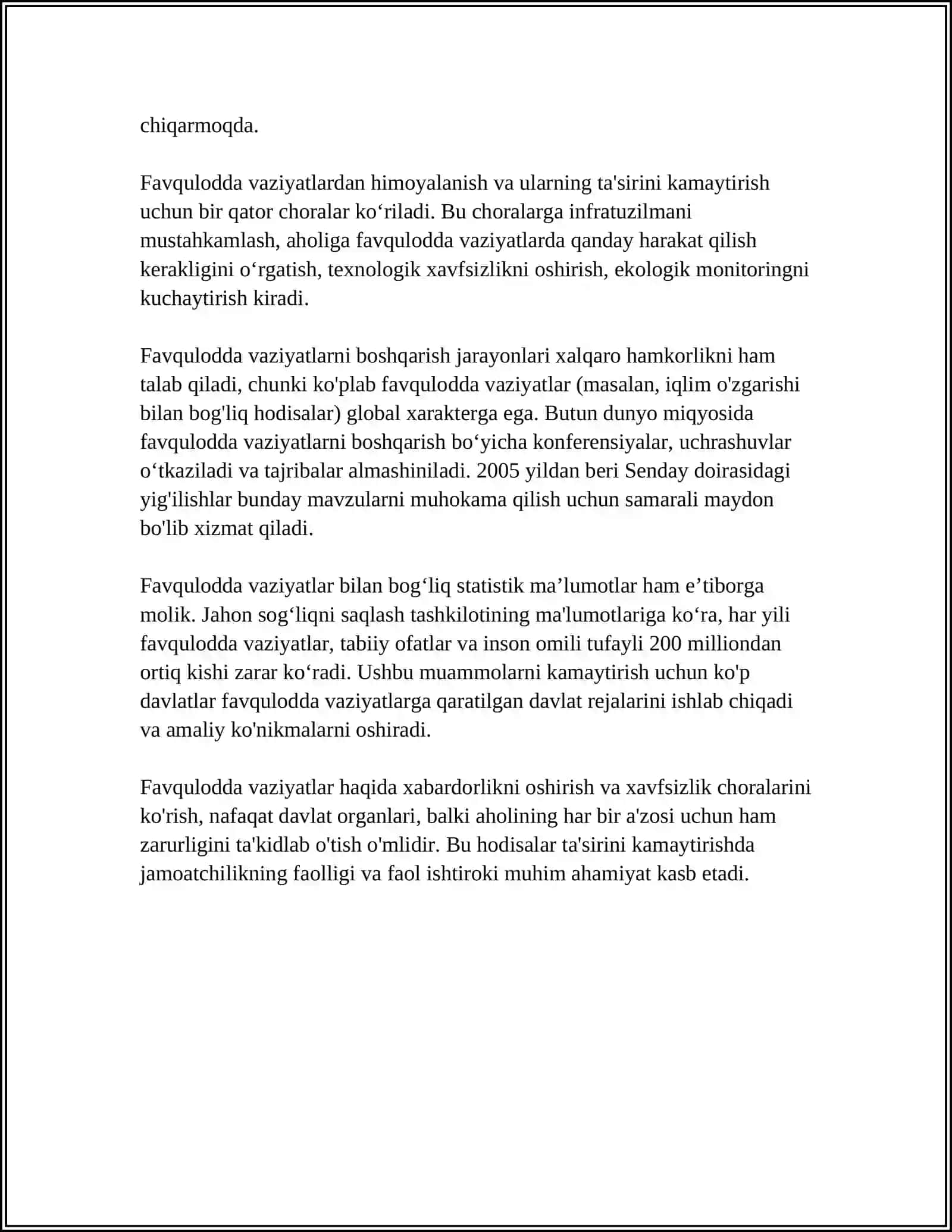 FUQAROLARNING FAVQULOTDA VAZIYATLARDAN MUHOFAZA QILISH SOHASIDAGI HUQUQ VA MAJBURIYLATLARI 4