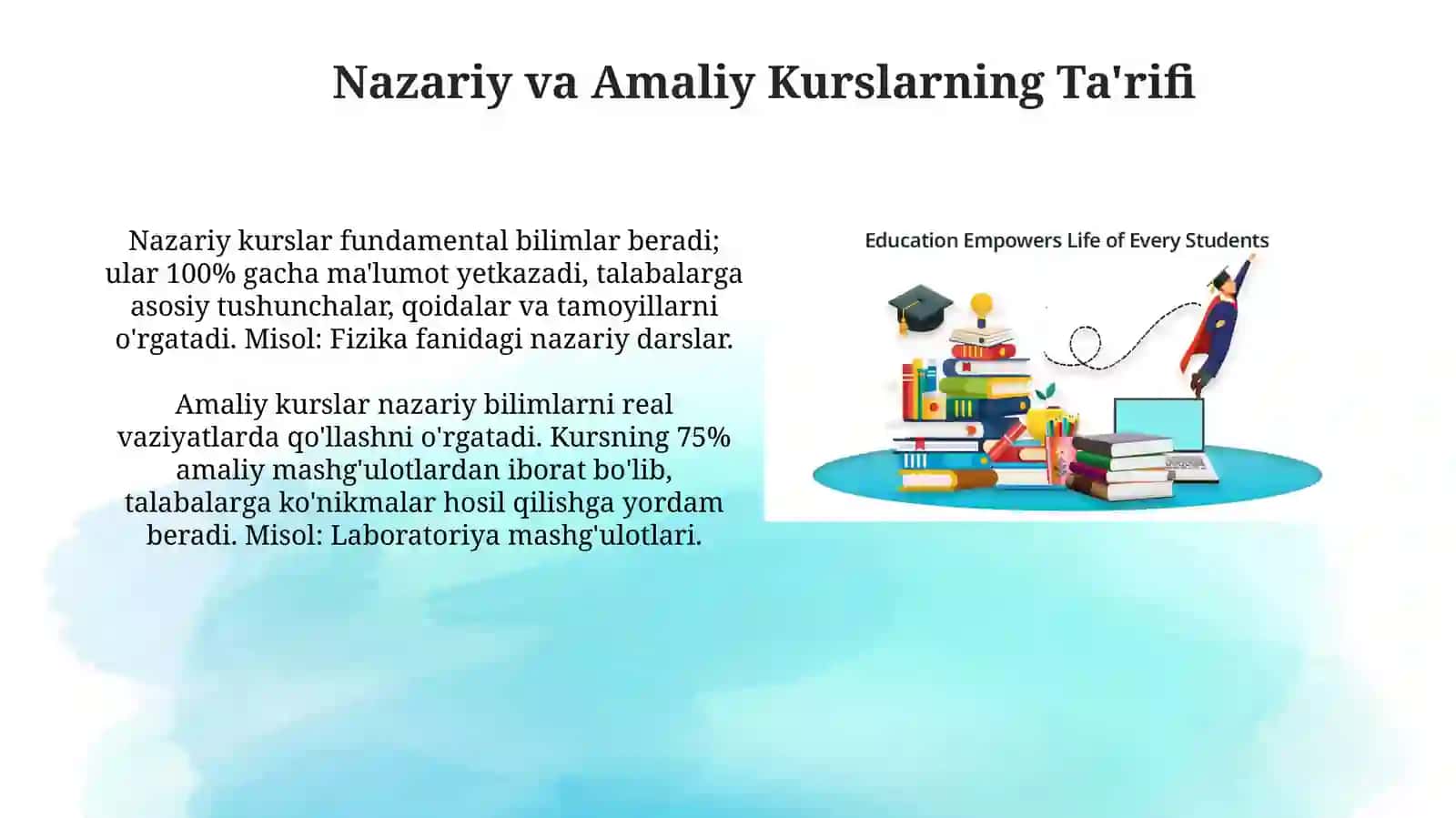 Universitet oʻqitish tizimidagi nazariy va amaliy kurslar 4
