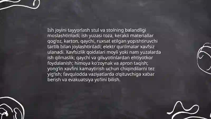 Qogʻoz va karton bilan ishlash darslarining mazmuni 4