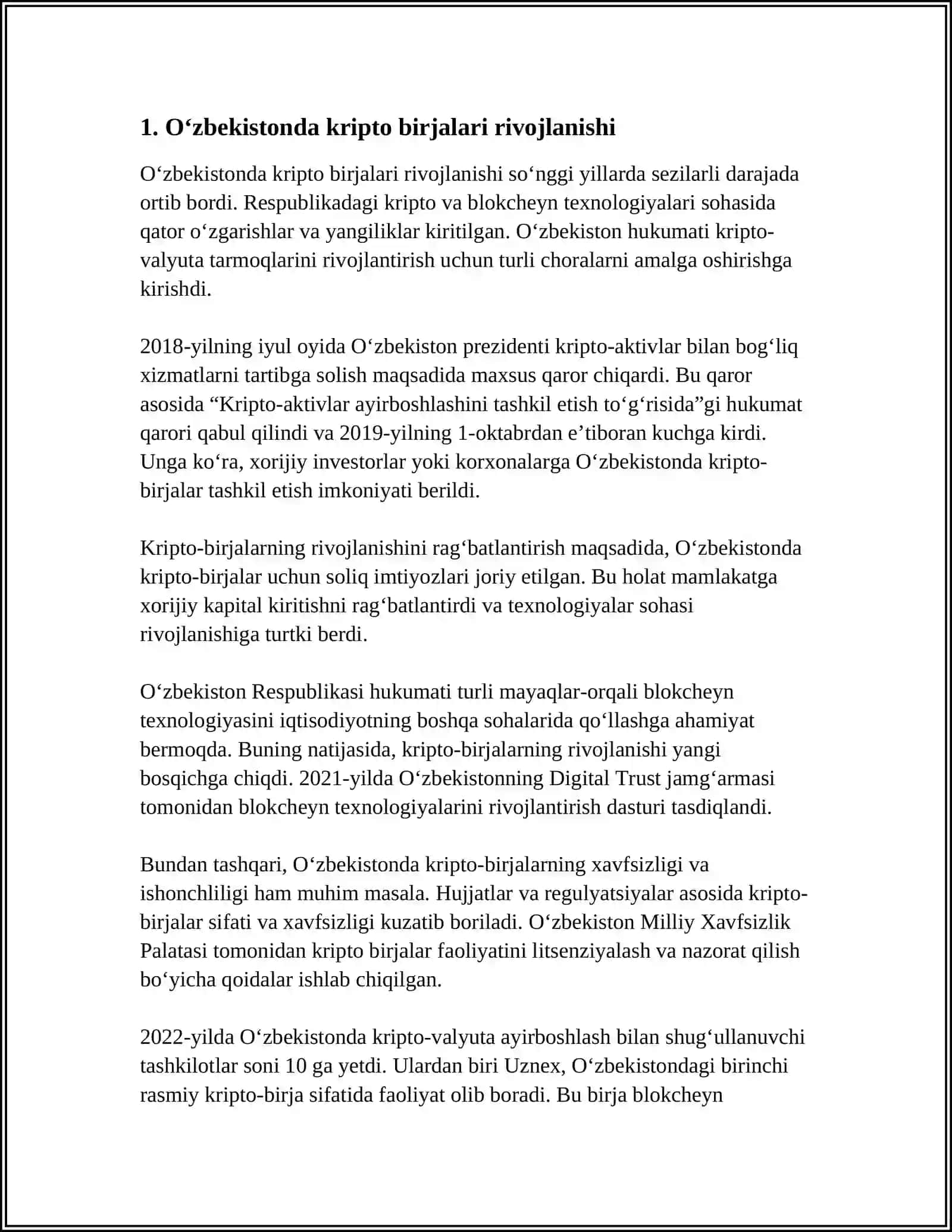 O‘ZBEKISTON VA AQSH MISOLIDA KRIPTO BIRJALARI KELAJAGI 4