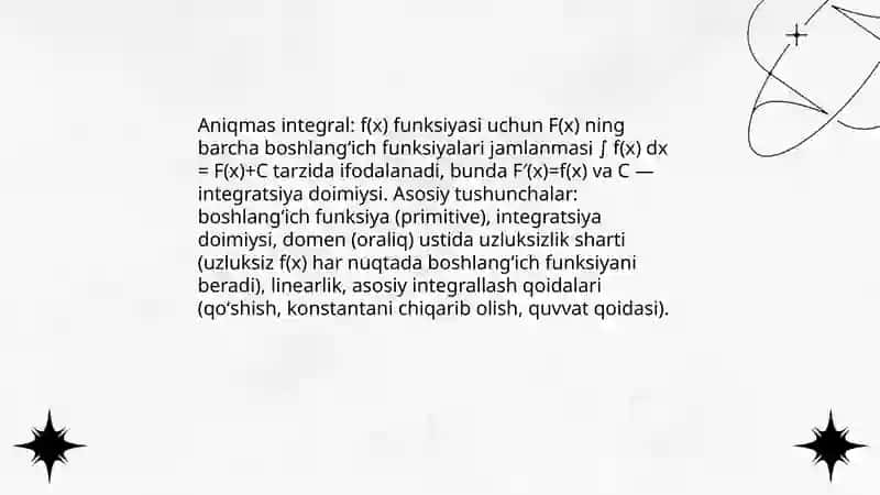 Boshlangʻich funksiya.Aniqmas integral 4