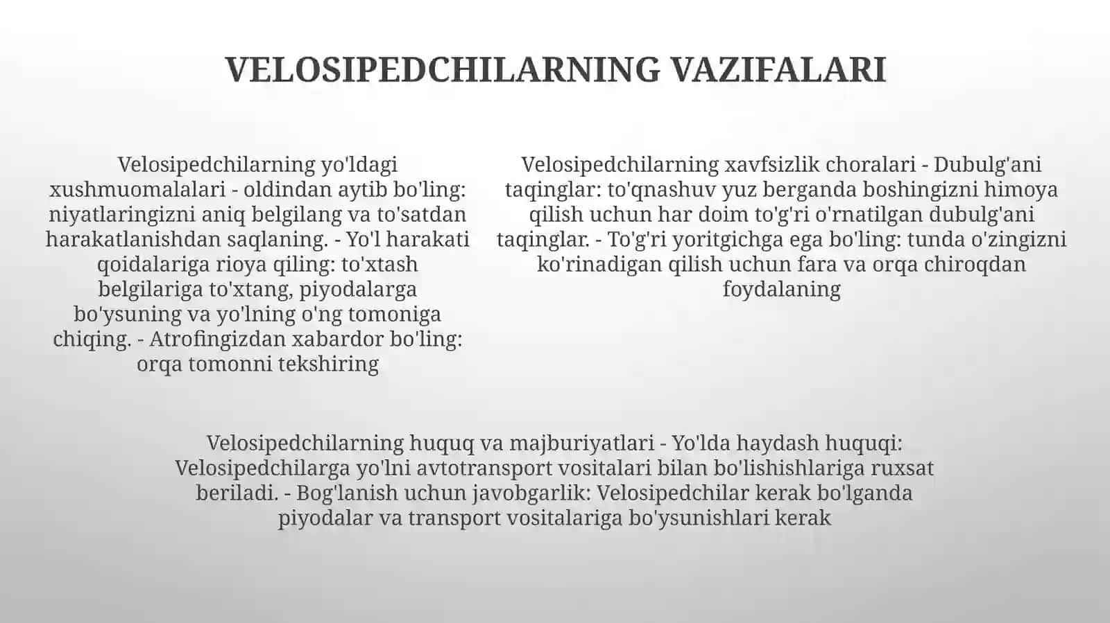 Yo‘L Harakati Ishtrokchilari VaUlarningVazifalari 4