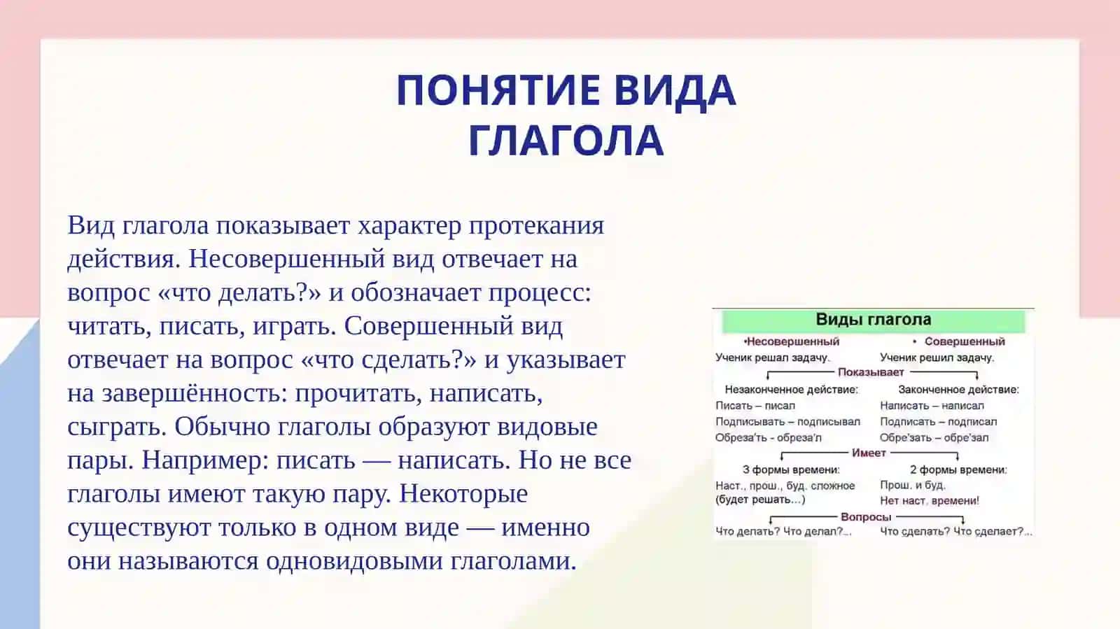 Одновидовые глаголы совершенного вида. Одновидовые глаголы несовершенного вида. 4