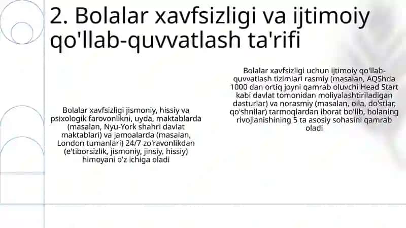 Bolalar xavfsizligini ijtimoiy qo'llab quvvatlash tizimlarini o'rganish 4