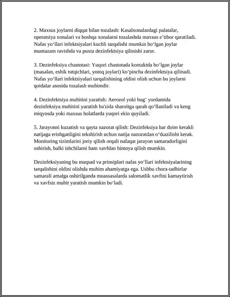 NAFAS YOʻLLARI INFEKSIYALARI BOʻLIMIDA OLIB BORILADIGAN DEZINFEKSIYA TADBIRLARI 4