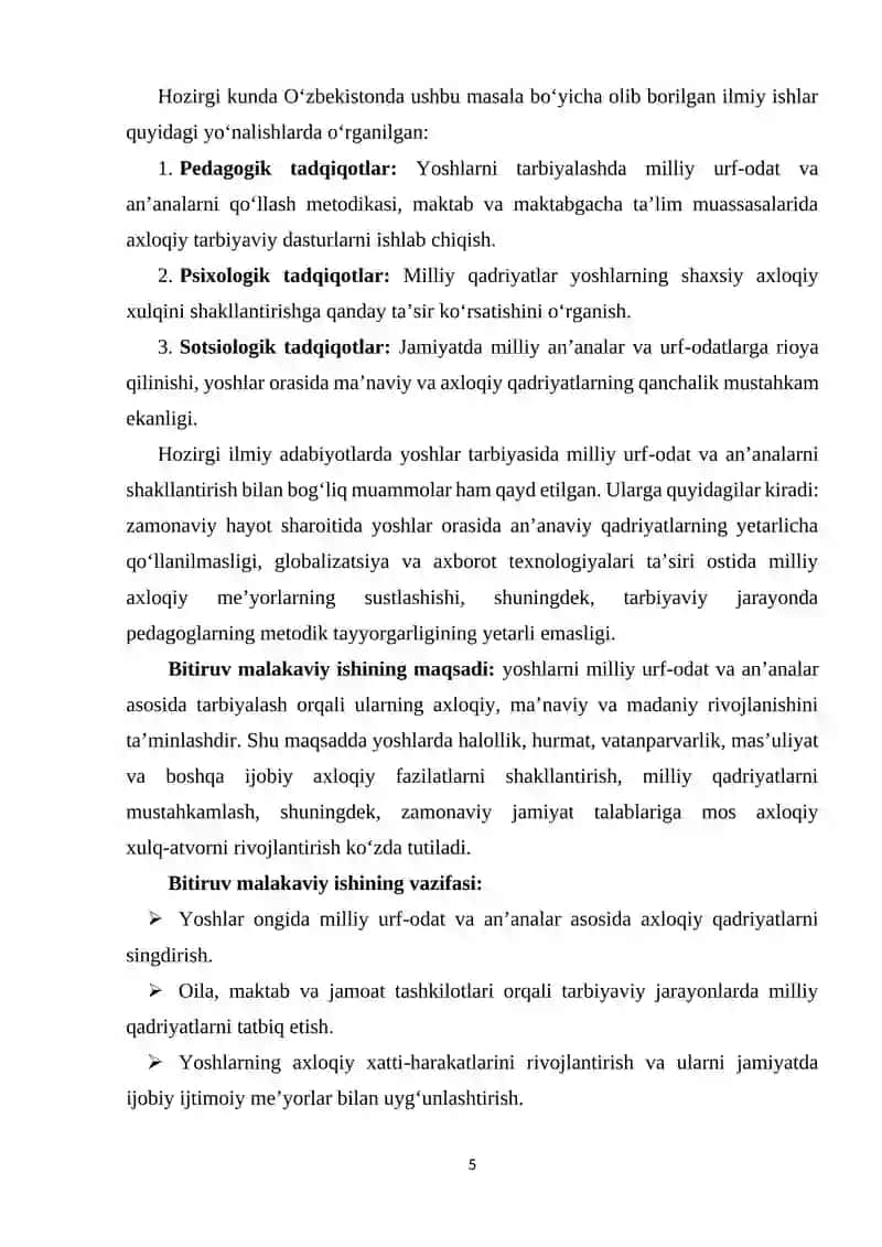 MILLY URF-ODAT VA AN’ANALAR ASOSIDA YOSHLARDA AXLOQIY TARBIYANI SHAKLLANTIRISH MASALALARI 4