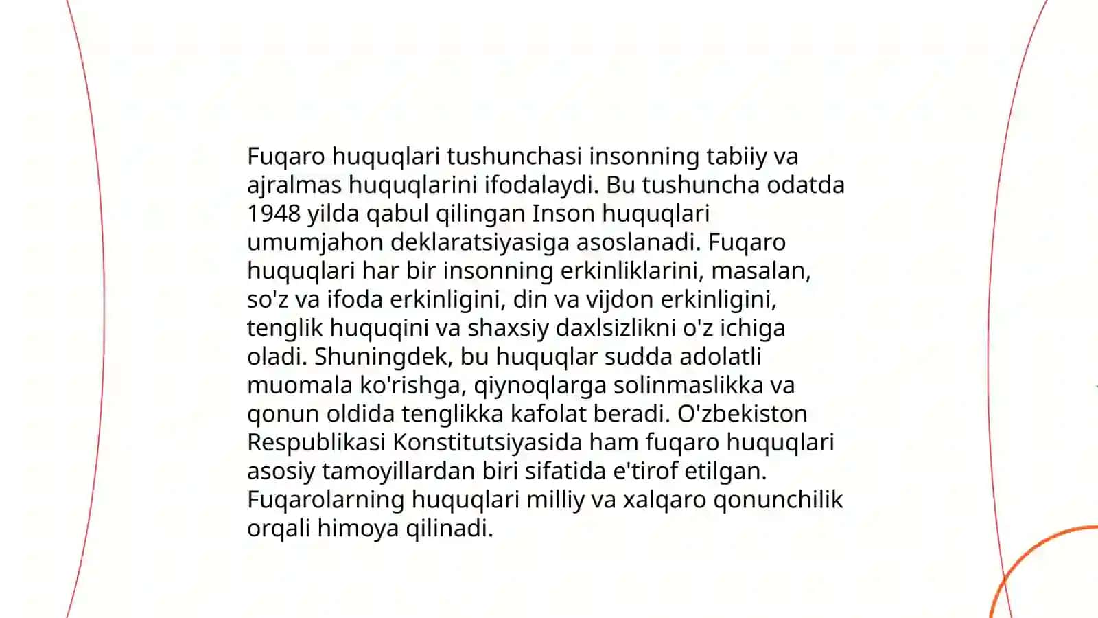 Inson huquqlari va fuqoro huquqlari erkinlik majburiyat tushunchalari 4