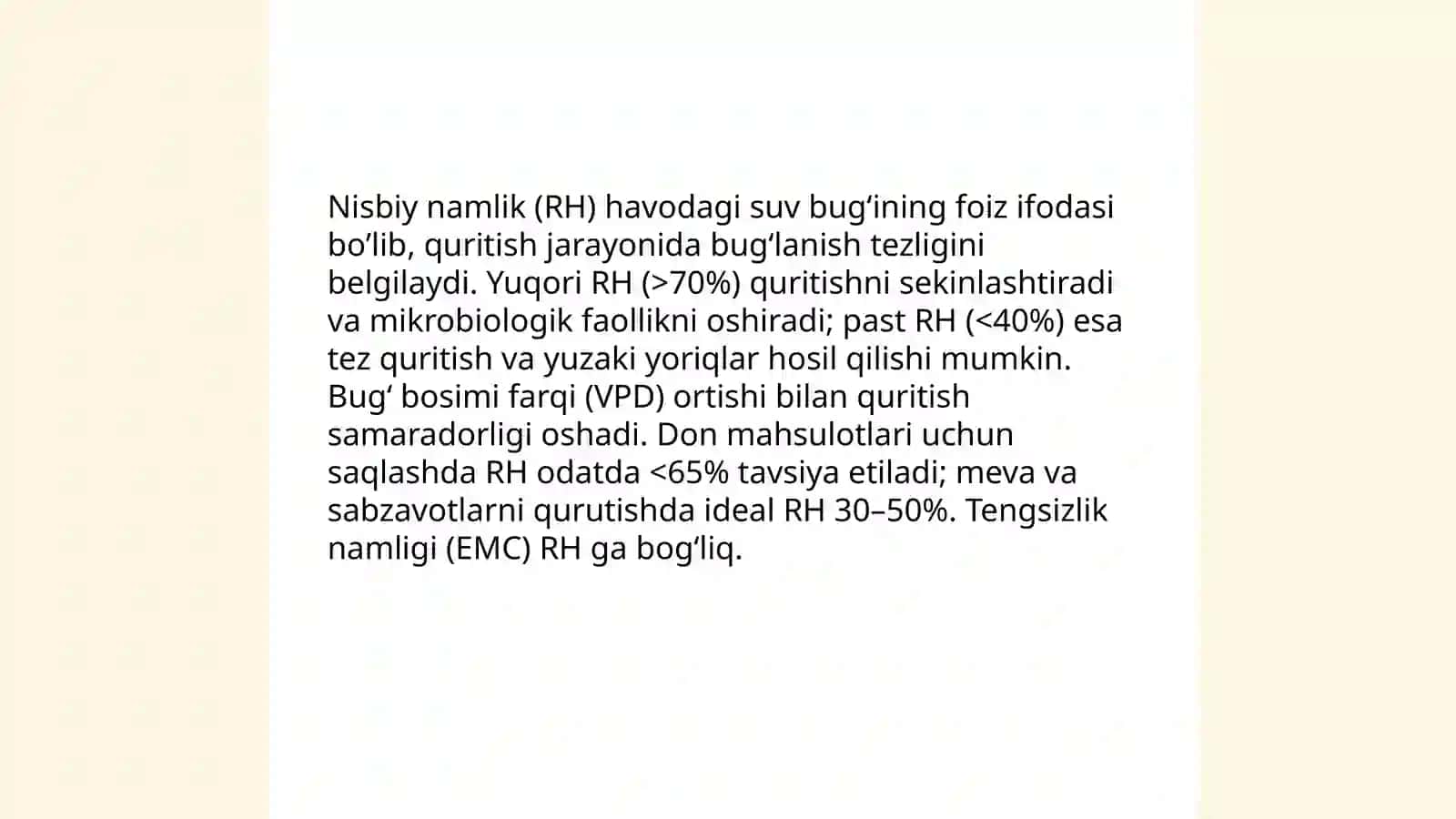 Mahsulotlarni saqlash va qurutishda tasir etuvchi omillar 4