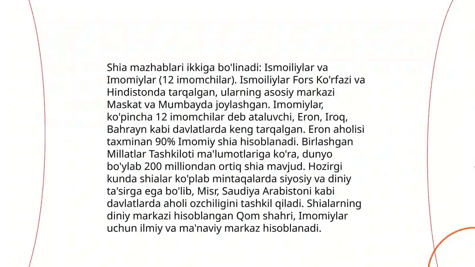 Islomdagi oqim va yónalishlarning hozirgi kundagi kórinishlari va ularning islom birligiga tahdidi 4