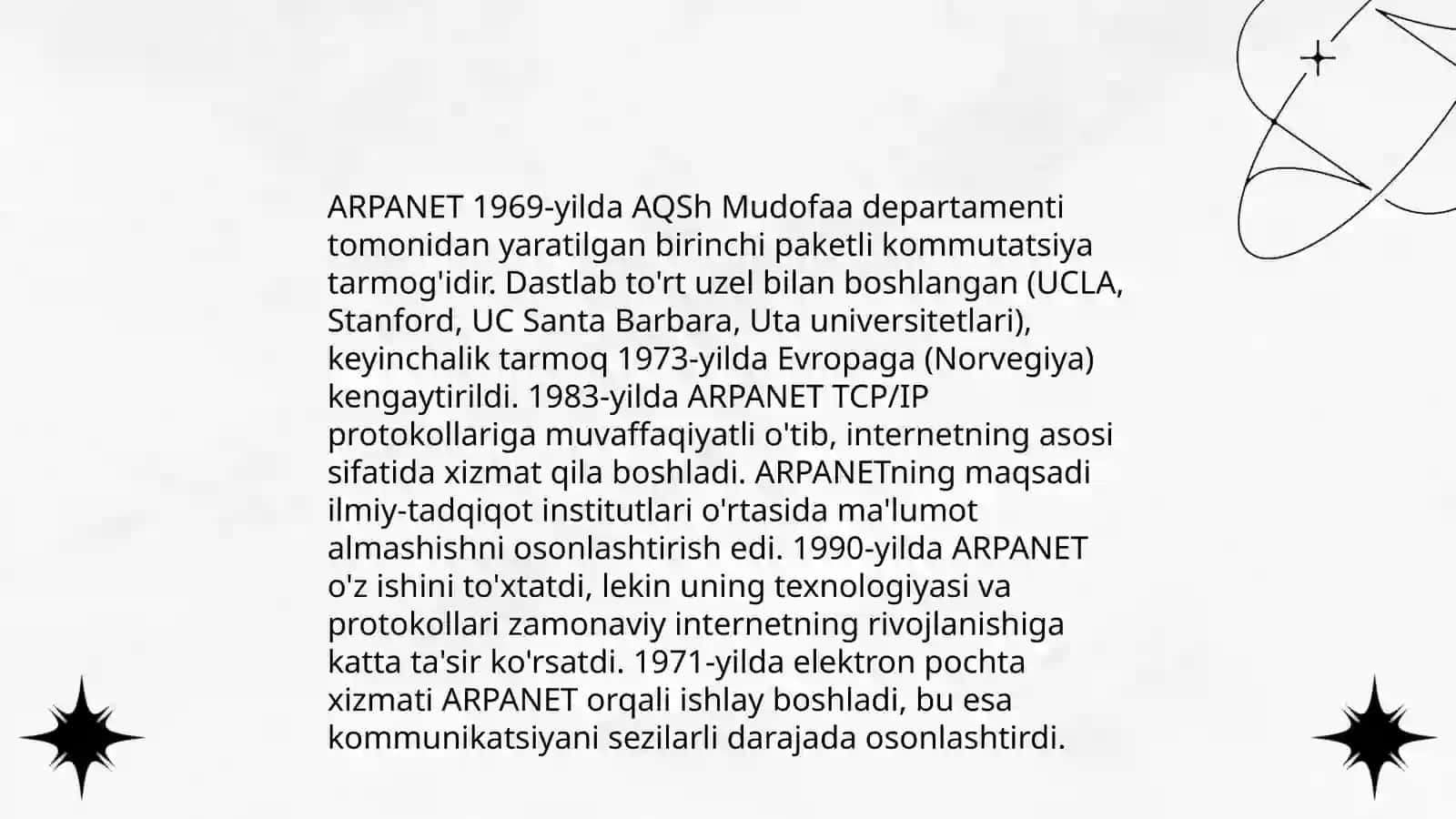 Internet tarmog'i tarixi va bugungi kundagi o'rni 4