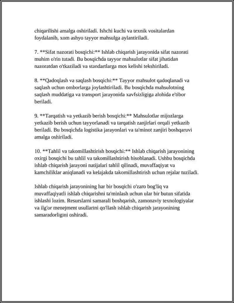 ISHLAB CHIQARISH JARAYONI,UNING NATIJALARI VA SAMARADORLIGI 4