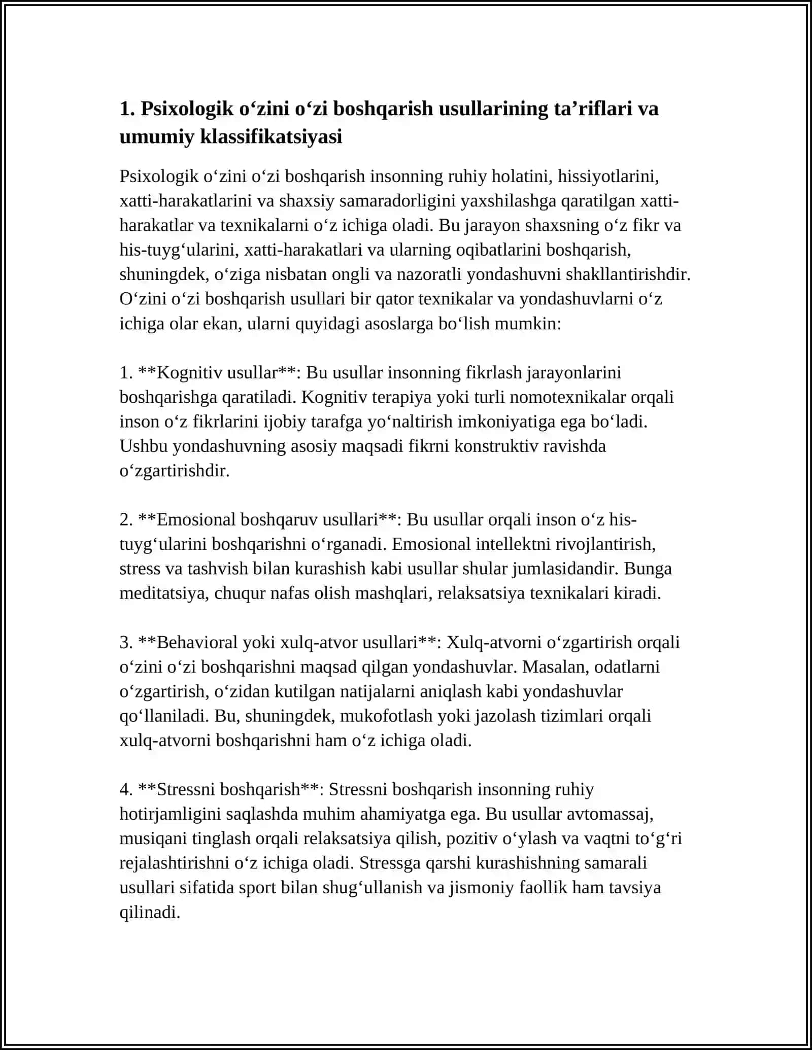 Psixologik o‘zini o‘zi boshqarish usullari 4