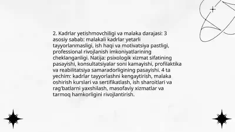 Psixologik xizmatni tashkil qilish muammolari 4