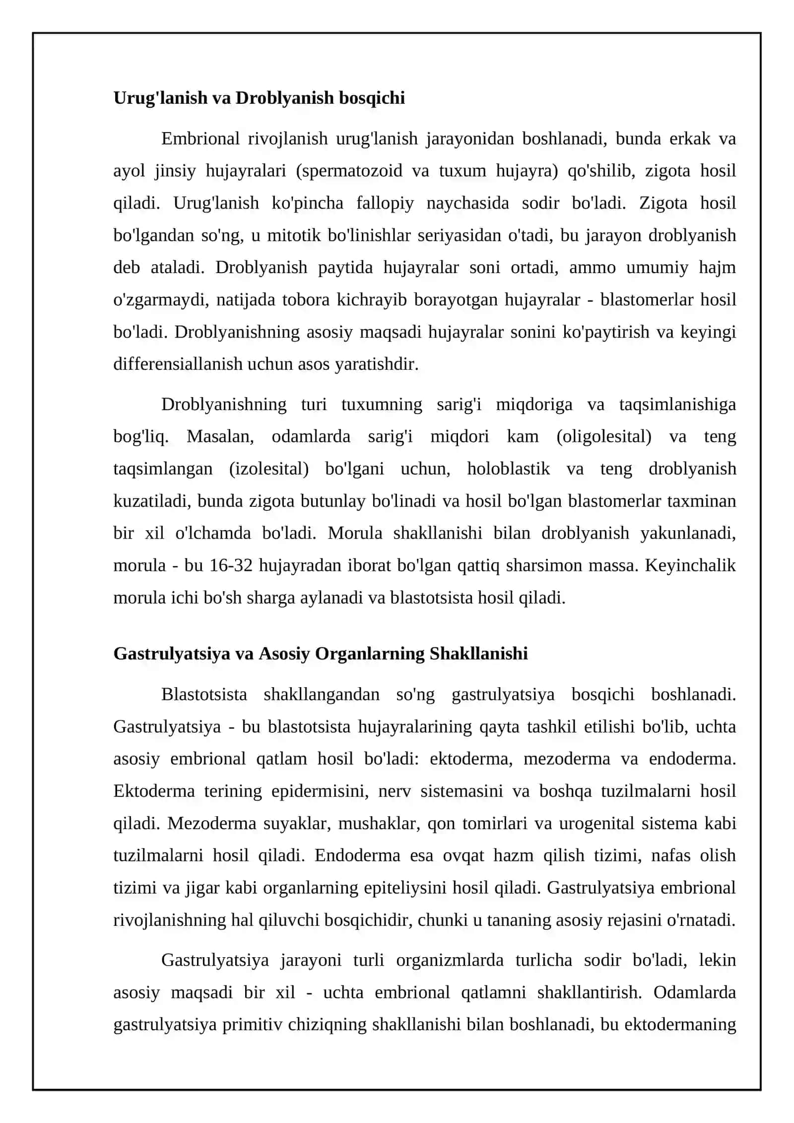Embrional rivojlanishning umumiy qonuniyatlari 4