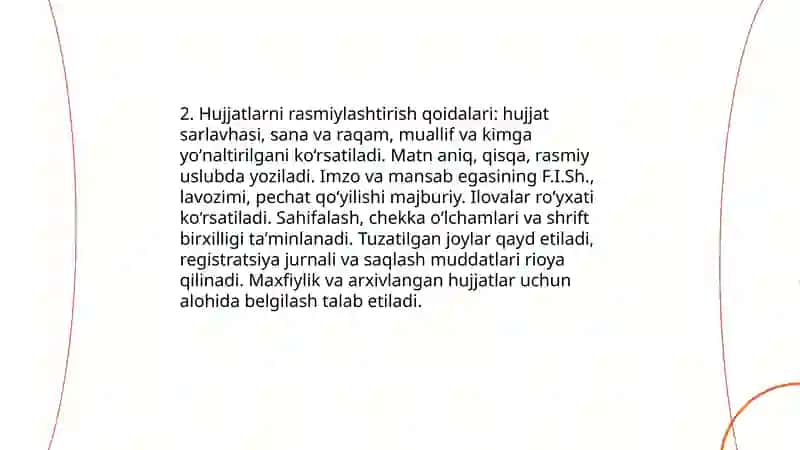 Ish yuritish hujjatlari va ularga qoʻyiladigan talablar 4