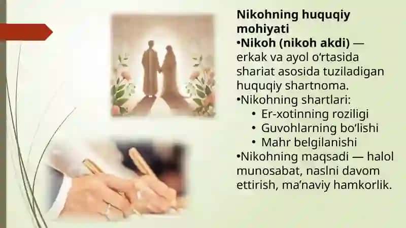 Islom huquqshunosligida oila nikoh taloq idda zihor tushunchalari 2 4
