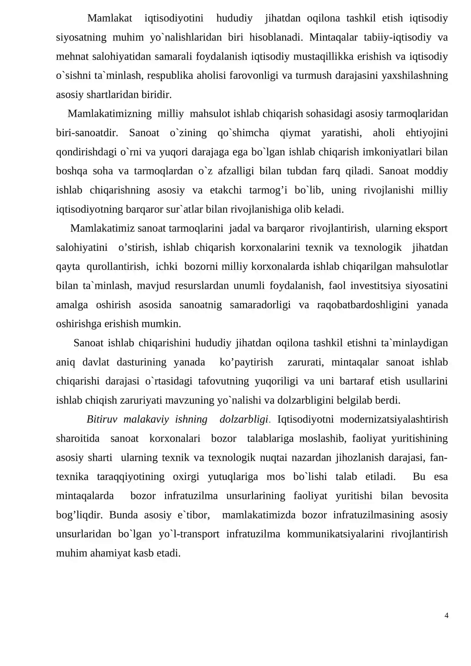 Viloyat sanoatida ishlab chiqarishni modernizatsiyalash va bozor infratuzilmasining o‘qitish metodik 4