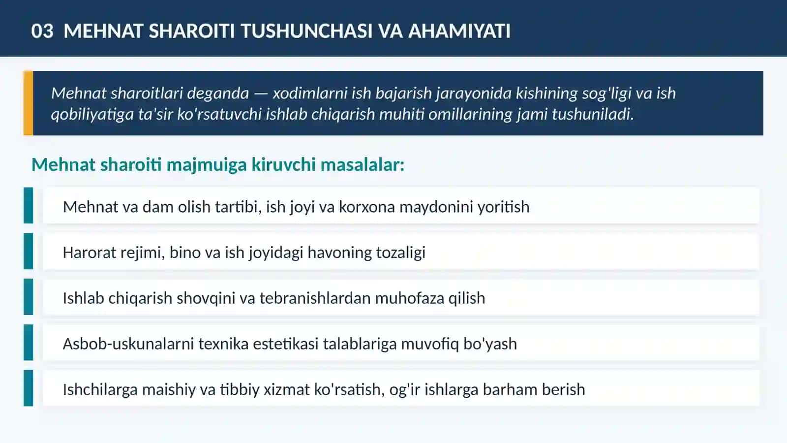 Mehnat sharoitini yaxshilash va ishlab chiqarish madaniyati 4