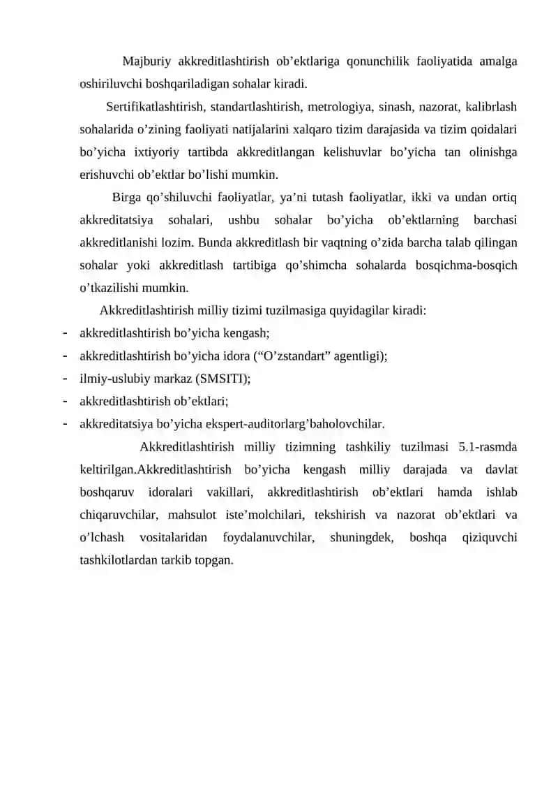 O’ZBEKISTONDA AKKREDITLASHTIRISH FAOLIYATI VA TASHKILIY TUZILMASI 4