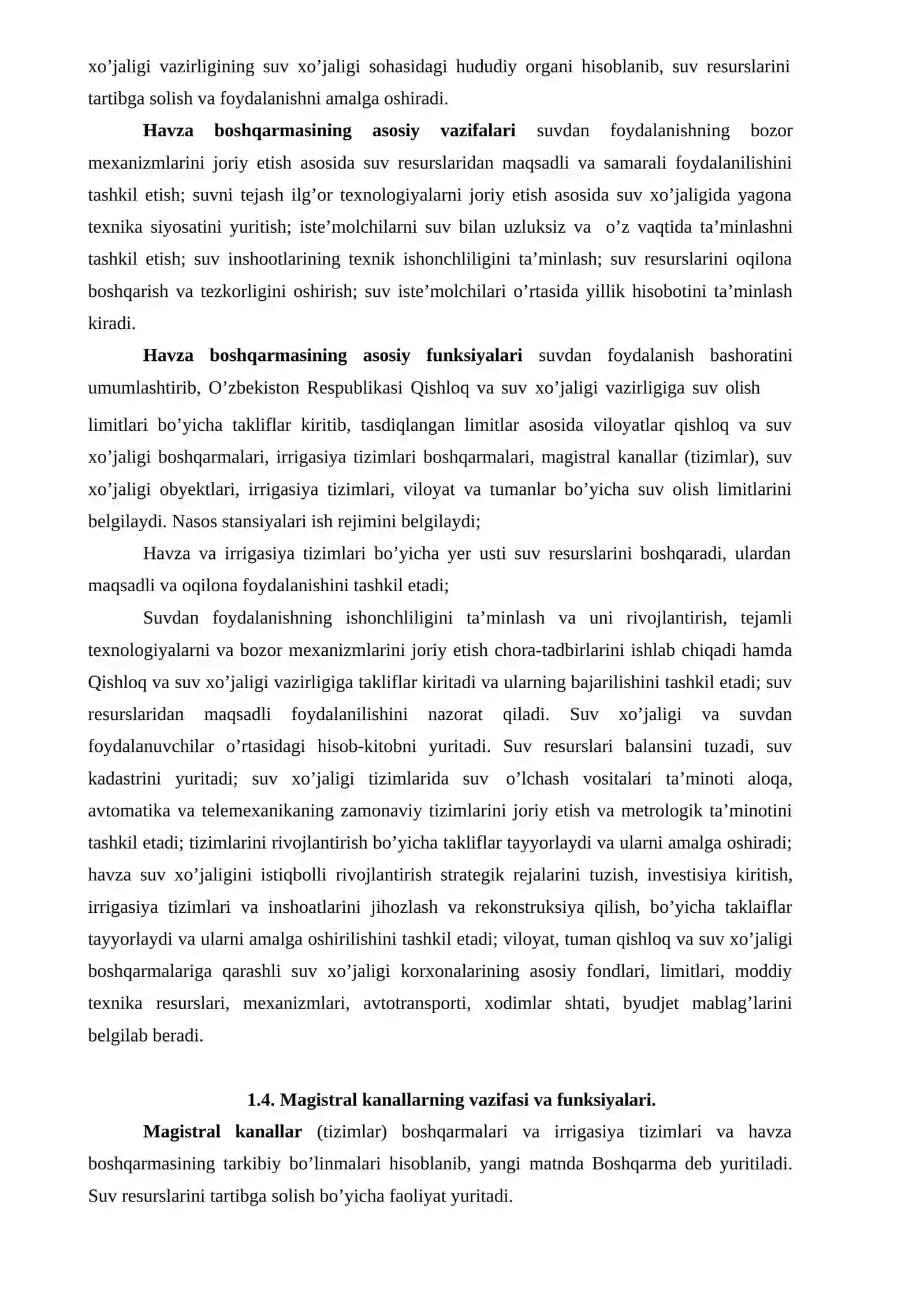 BOB. SUV RESURSLARIDAN FOYDALANIShNING TAShKILIY, IQTISODIY ASOSLARI 4