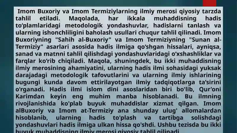 Imom Buxoriy va Imom Termiziyning hadisilmi 4