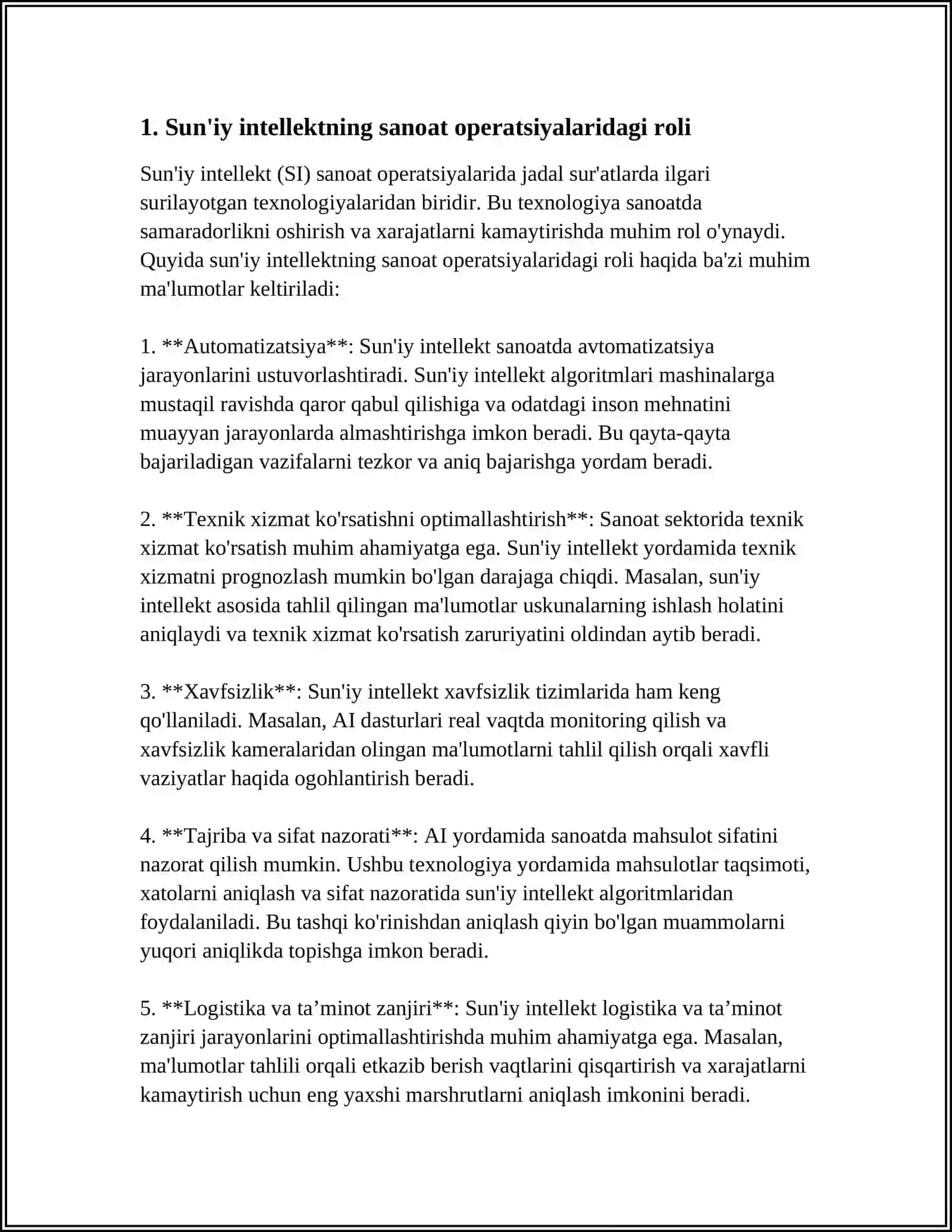 SUN’IY INTELLEKTDAN SANOAT OPERATSIYALARINI VA SANOAT XAVFSIZLIGINI AMALGA OSHIRISHDA FOYDALANISHI 4