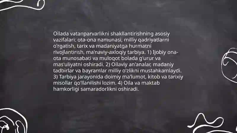 Oila vatan ichra vatan mavzusida 4