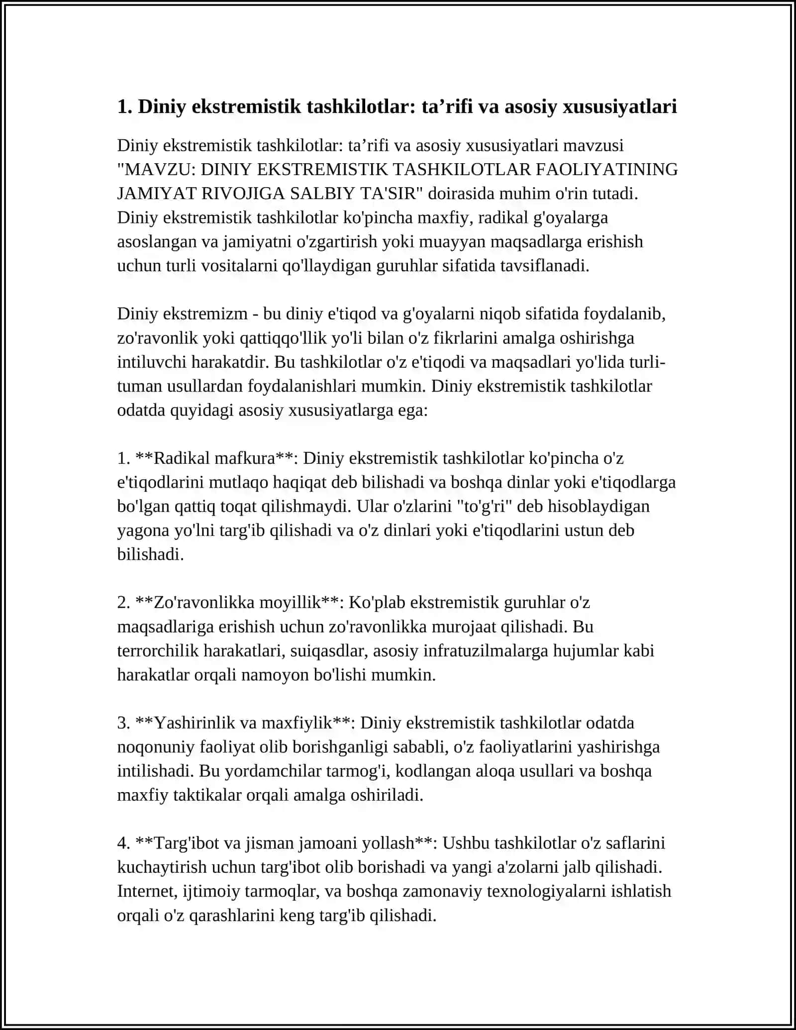 Diniy ekstremistik tashkilotlar faoliyating jamiyat rivojiga salbiy ta'sir 4