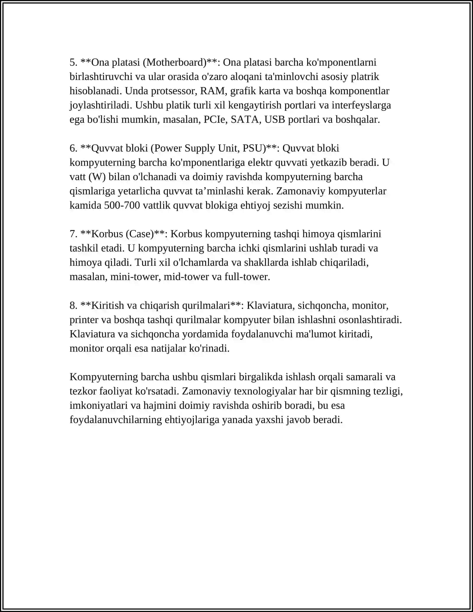 KOMPYUTERNING ASOSIY QISMLARI VA ISHLASH PRINSIPLARI 4