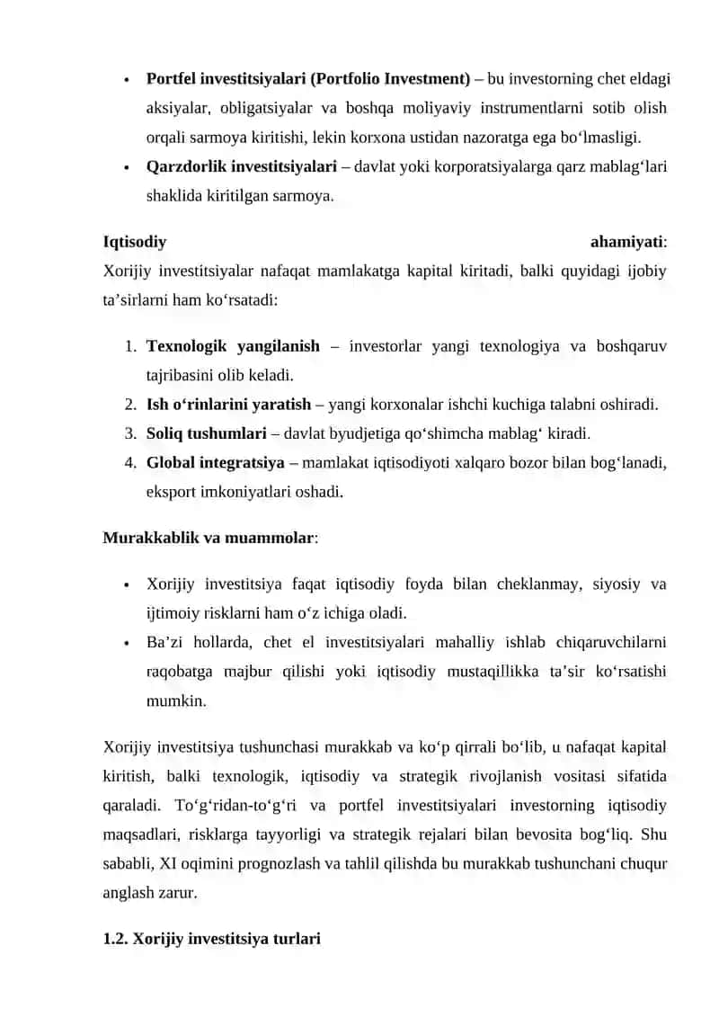 XORIJIY INVESTITSIYALAR OQIMINI PROGNOZLASH USULLARI 4