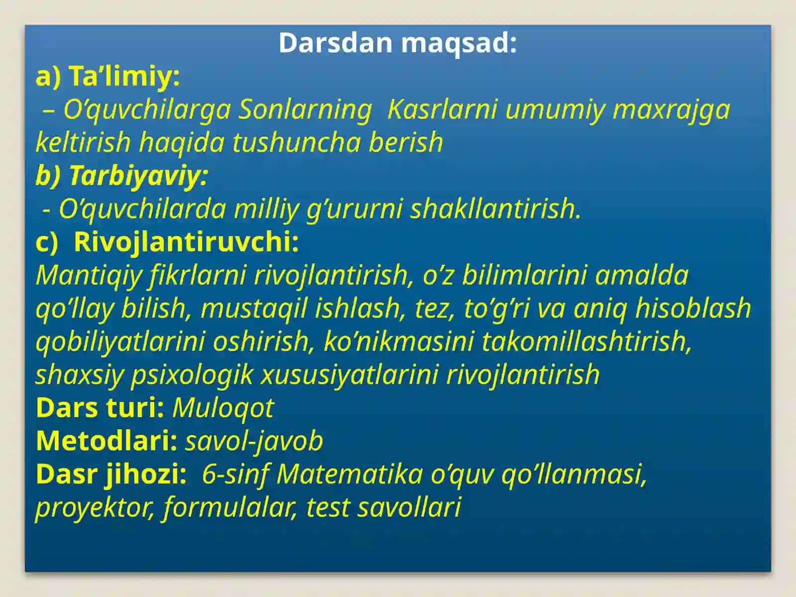 Har xil maxrajli kasrlarni qo'shish va ayirish 4