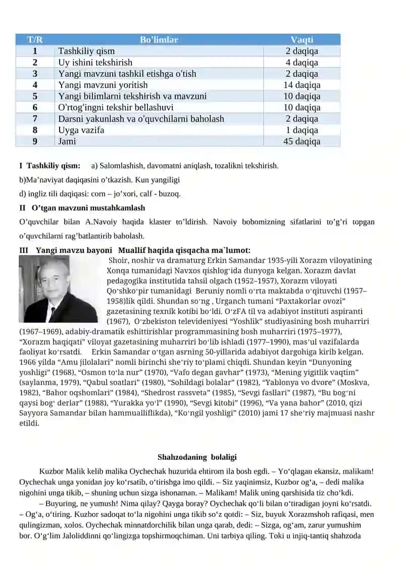 2- sinf ona tili fanidan dars ishlanmani 4