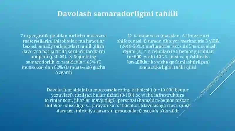 Loyiha materiallari boʻyicha davolash -prafilaktika muassasalarini baholash 4