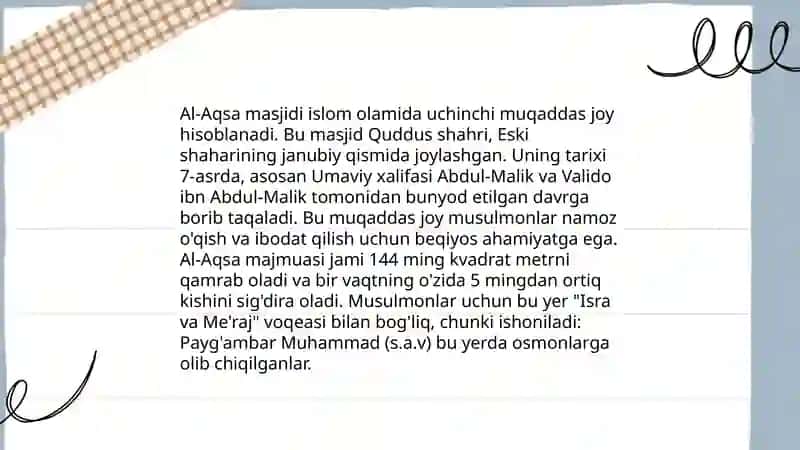 Falastin yerlarini musulmonlar, xristanlar va yahudiylar uchun ahamiyati 4