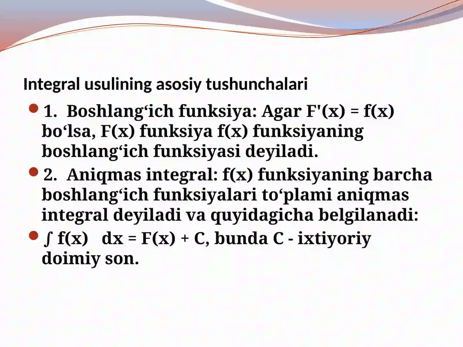Integral usuli va uni tahlilda qo'llanilishi 4