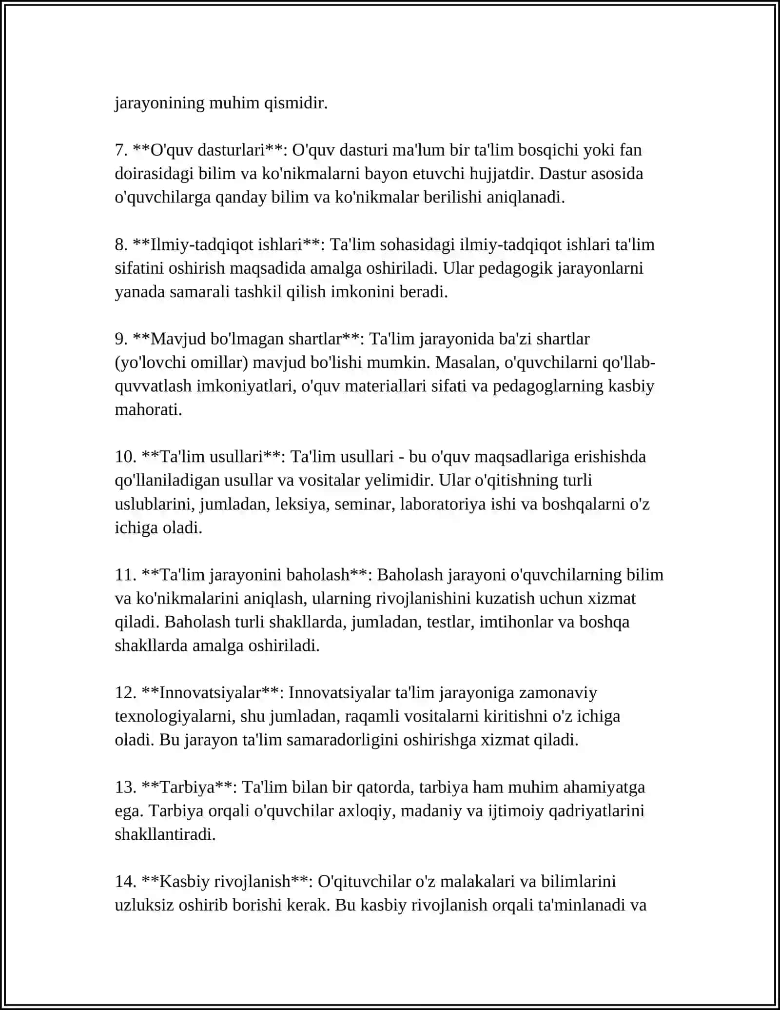 MUSTAQIL ISH Mavzu: TA'LIM NAZARIYASI VA TARBIYA TURLARI 4