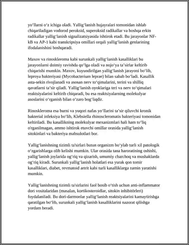 YALLIGʻLANISHNI TIZIMLI TASIRLARI. MOXOV. RINOSKLEROMA 4