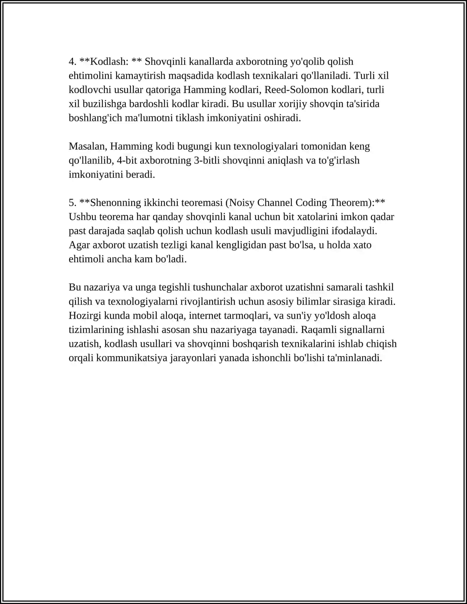 SHOVQINLI ALOQA KANALINING INFORMATSION MODELINI QURISH 4