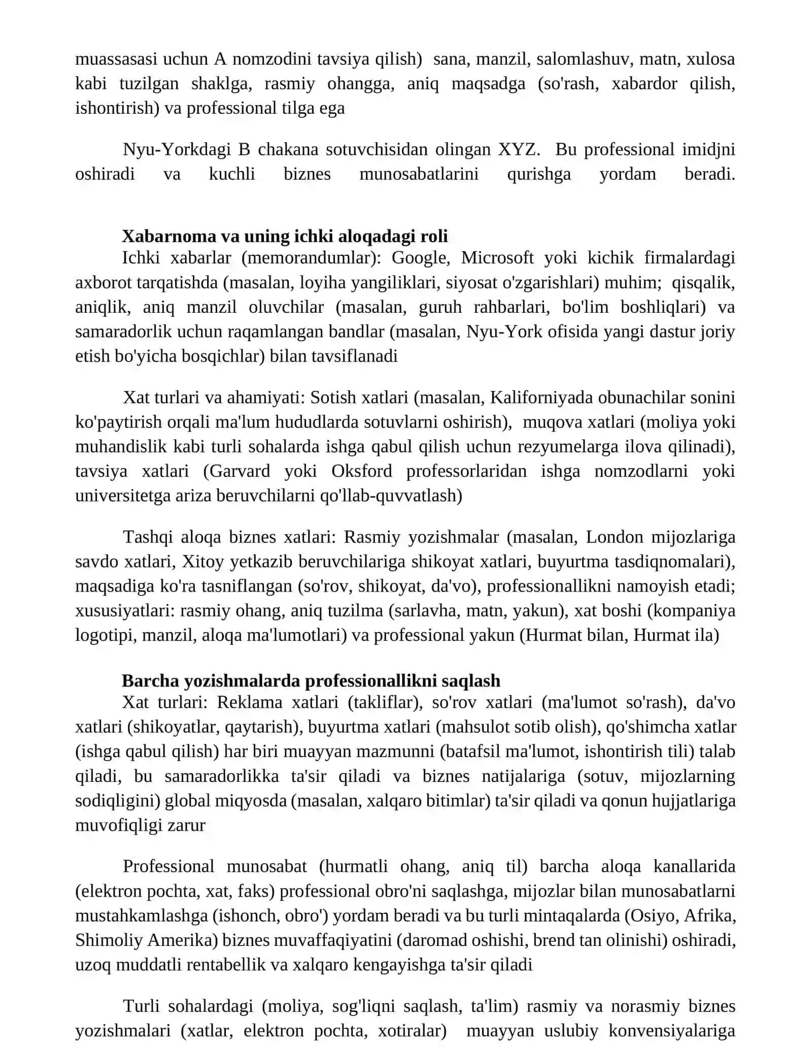 Biznes xatlar va ularning turli turlari 4