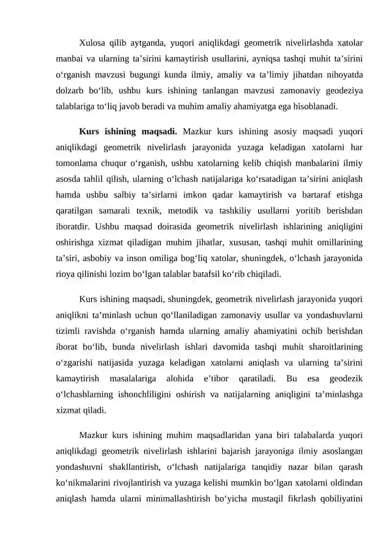 Geometrik nivelirlashda xatolar manbai va ularni ta’sirini kamaytirish usullari 4
