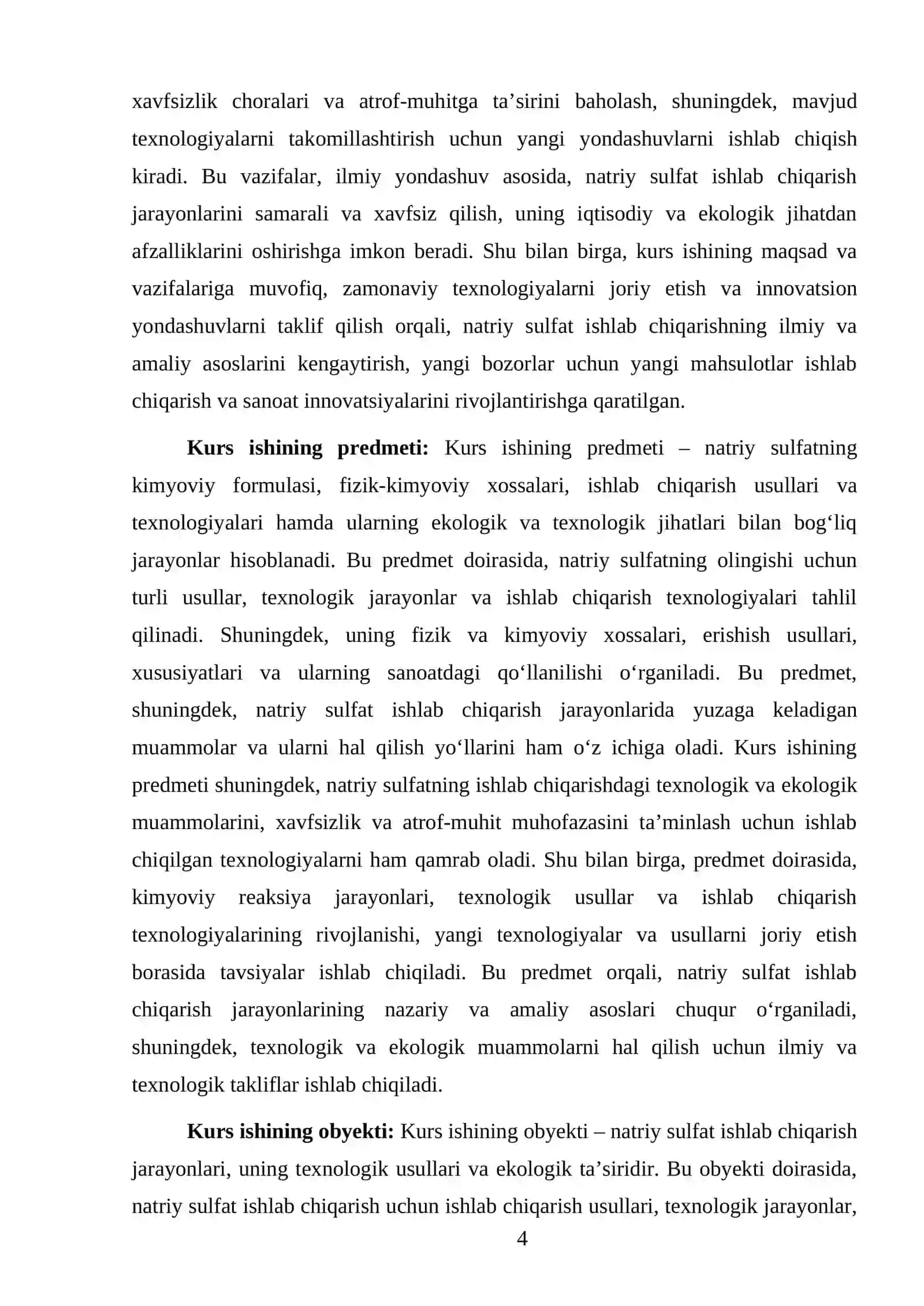 NOORGANIK KIMYO FANIDAN TAYYORLAGAN KURS ISHI 4