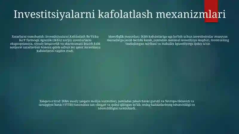 Investitsiyalarni Kafolatlash BoʻYicha KoʻP Tarmoqli Agentlik 4