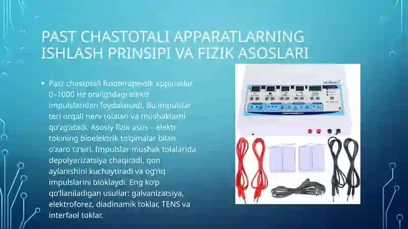 Biofizika - Past va yuqori chastotali

fizioterapevtik apparatlar va ularning fizik asoslari (11 sla 4
