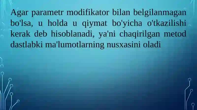 Metodning massivli parametrlari va params kalit so‘zi 4